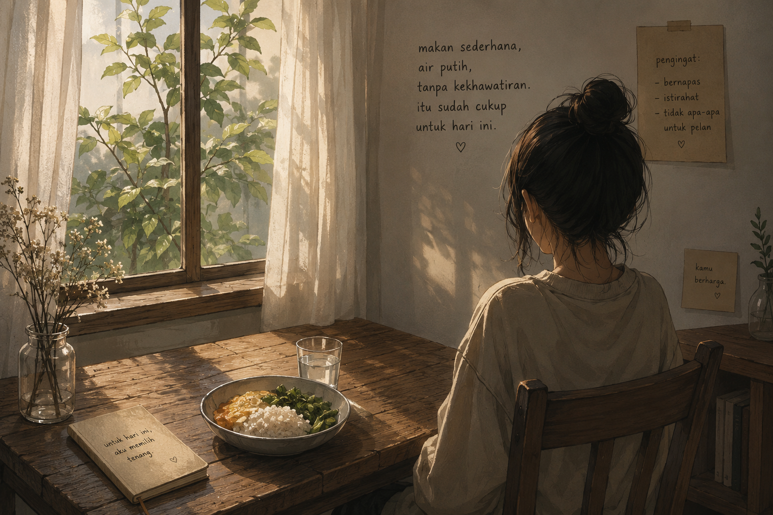Ilustrasi Makan dengan Tenang